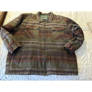 VTG Rugged Outfitters Country Mens XL Plaid Chore Jacket 100% Cotton Zip Rustic